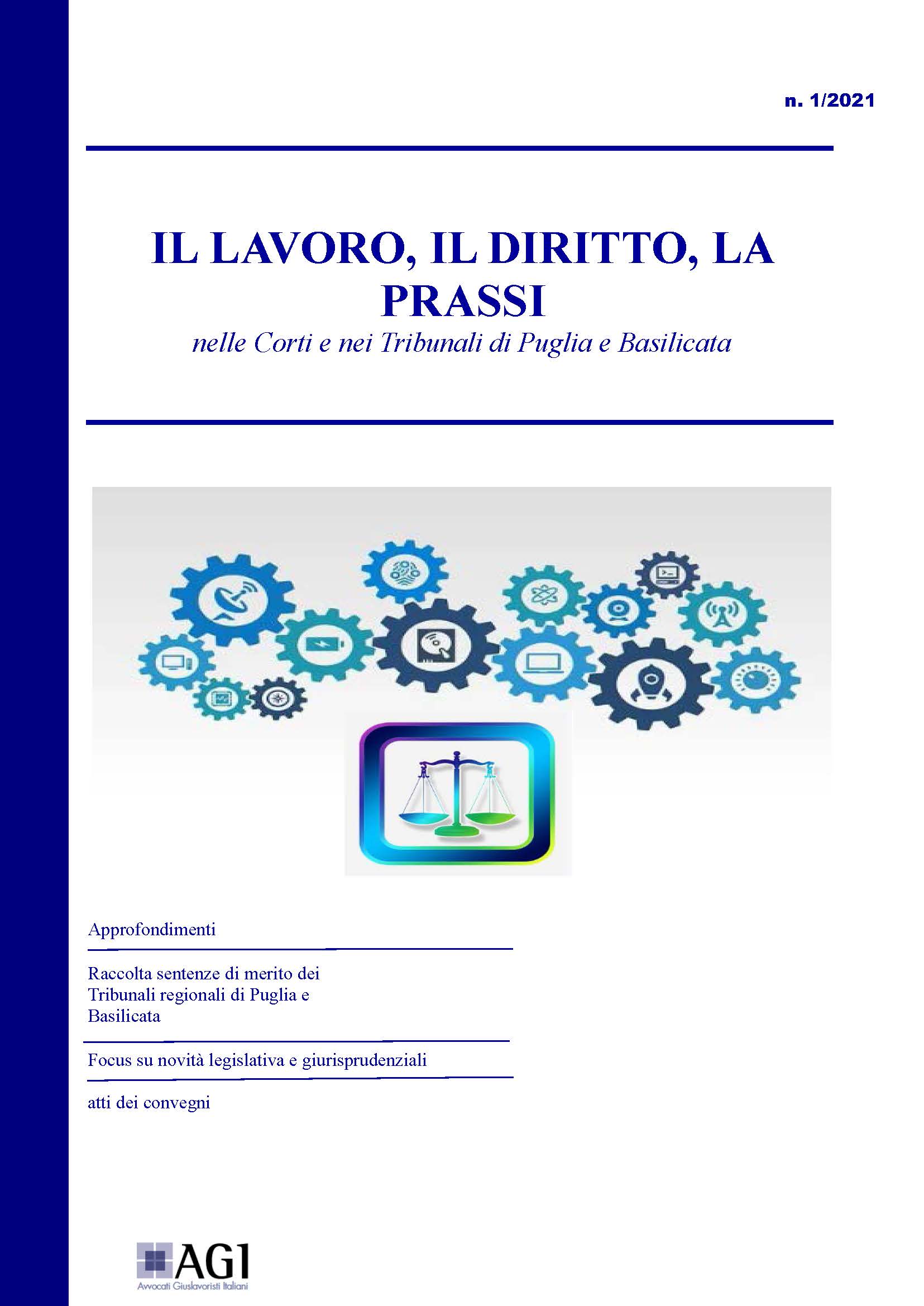 Il lavoro, il diritto, la prassi nelle Corti e nei Tribunali di Puglia e Basilicata